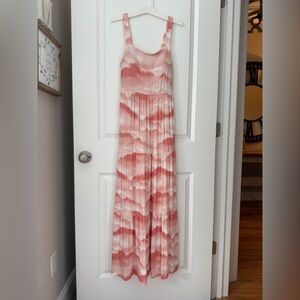 Pink and White Soma Tie-Dye Maxi Dress